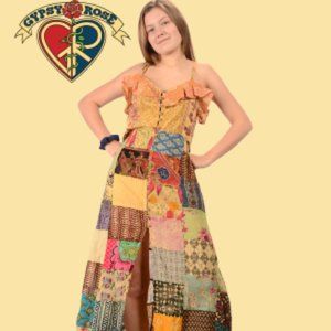 patchwork button-up sundress from Gypsy Rose - Free Size - New Without Tags -